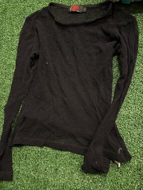 Tripp nyc Black Fishnet Long Sleeve Top vintage stretchy